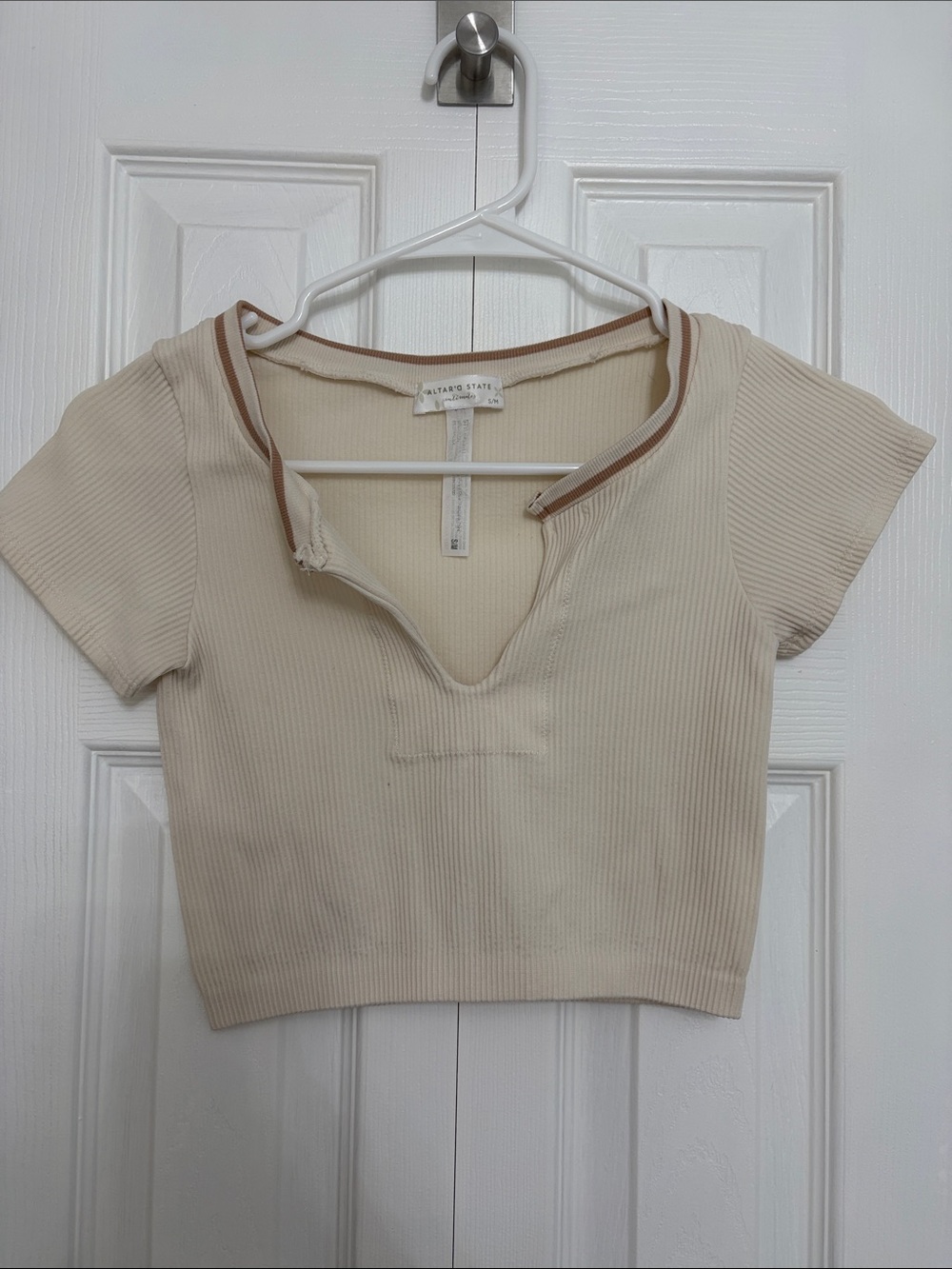 Altar’d State Cream Ribbed Crop Top